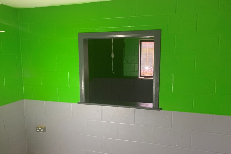 Sneak peak of the kennel reception area