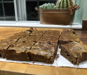 Tray of home made liver brownies